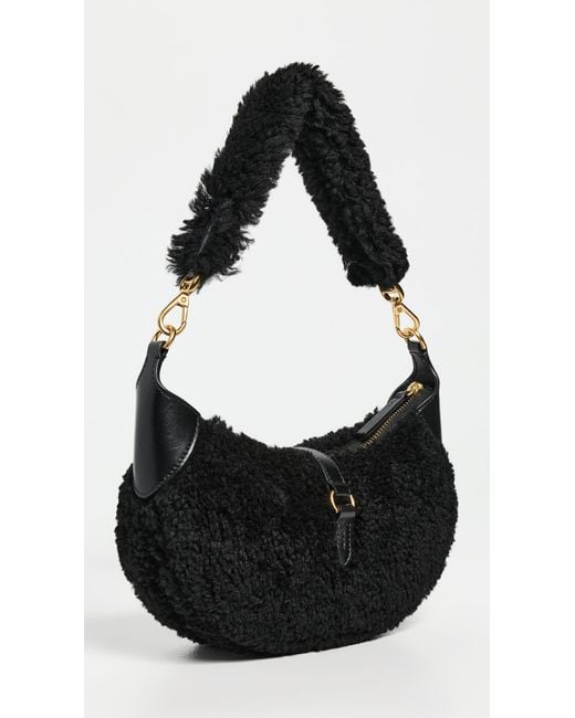 Polo Ralph Lauren Black Shearling Vachetta Id Mini Shoulder Bag