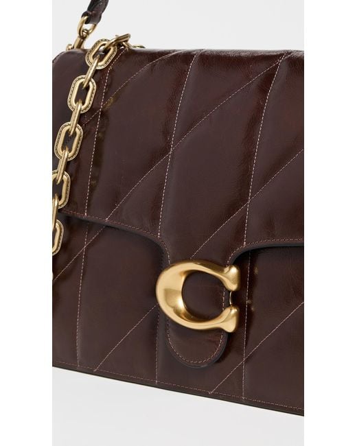 COACH Brown Quilted Glazed Leather Chain Tabby Shoulder Bag