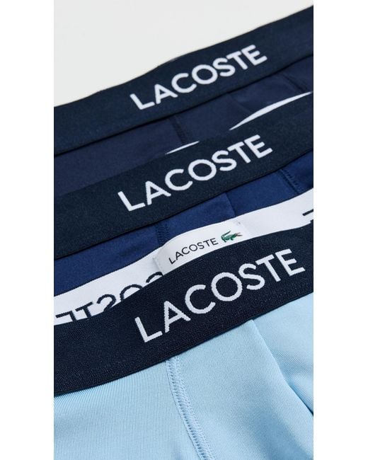 Lacoste Blue Microfiber Trunks 3 Pack for men