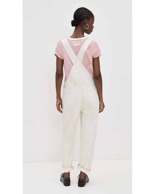 Free People White Ziggy Overalls