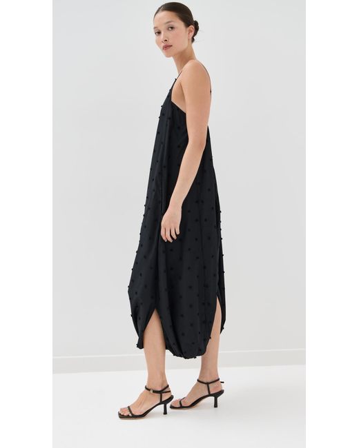 Tibi Black Tech Swiss Dot Square Neck Cami Dress