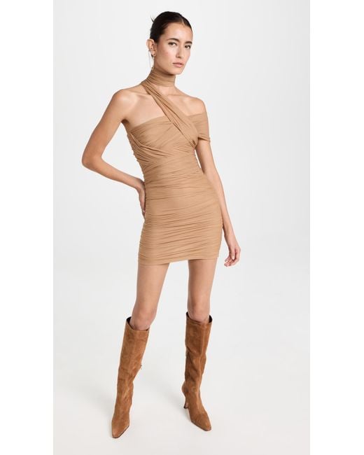 one shoulder halter dress