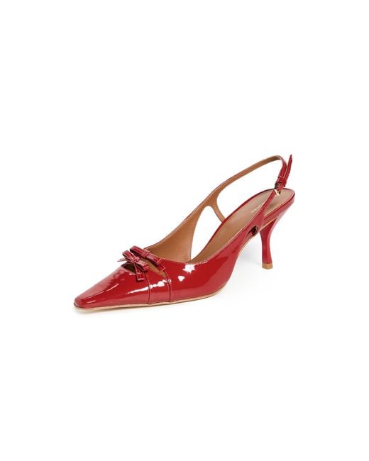 Reformation Red Noreen Bow Slingback Heels