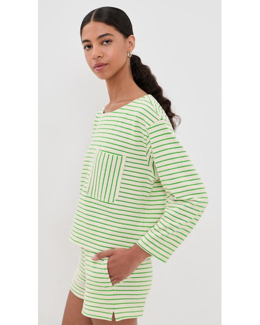 ASKK NY Green Easy Striped Pullover