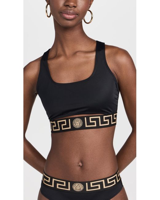 Versace Black Lycra Vita Recycled New Logo Bikini Top