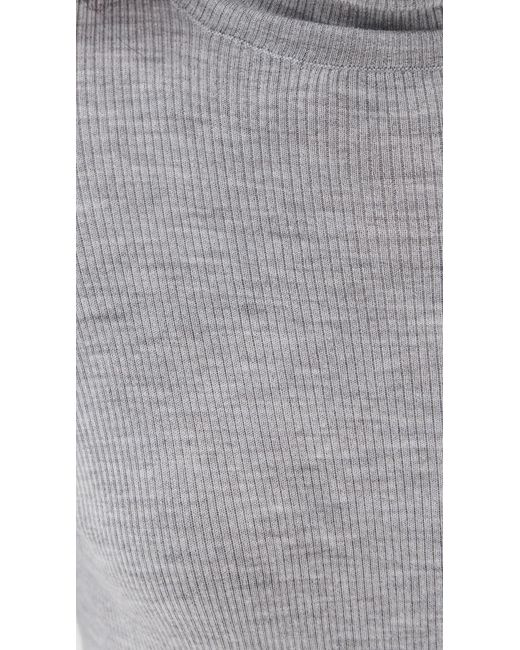 Tibi Gray Feather Weight Ribbed Sweater Turtle Neck Pullover