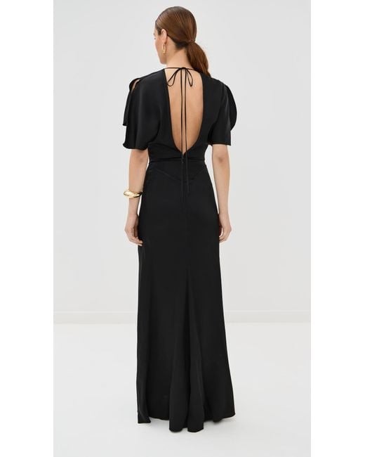Victoria Beckham Black Gathered Waist Floor Length Dress