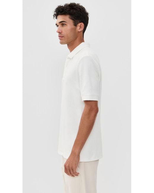 Vince White Varigated Texture Polo for men