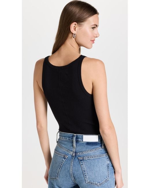 Re/done Black Cropped Ribbed Tank
