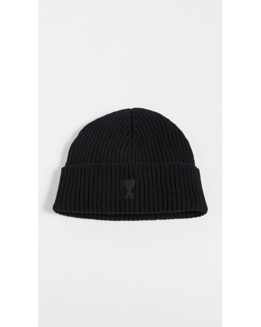 AMI Black Felted Beanie for men