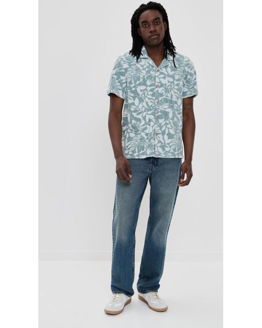 Faherty Brand Blue Cabana Towel Terry Shirt for men