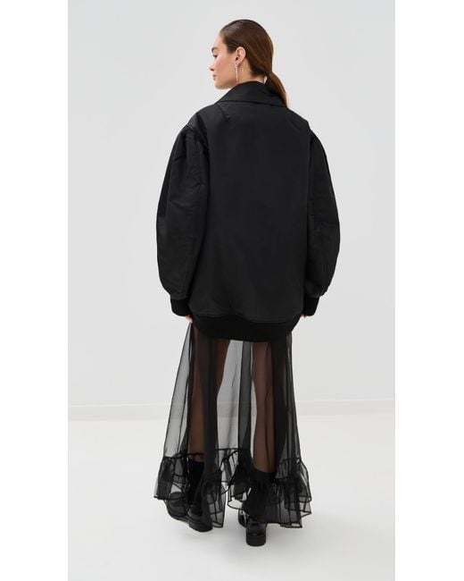 Simone Rocha Black Puff Sleeve Multi Pocket Bomber Jacket