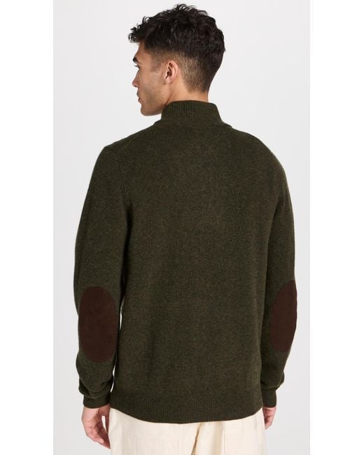 Barbour Green Patch Half Zip Sweater for men