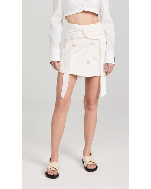 ROKH White Twist Front Miniskirt