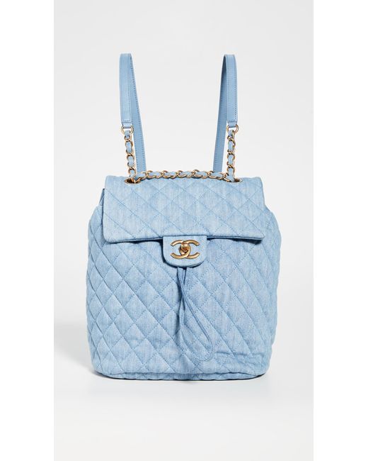 What Goes Around Comes Around Blue Chanel Denim Medium Backpack