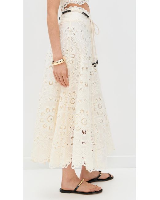 Zimmermann Natural Rhiannon Embroidered Skirt