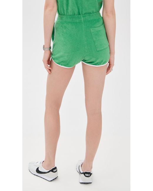 Sporty & Rich Green Italic Logo Terry Shorts