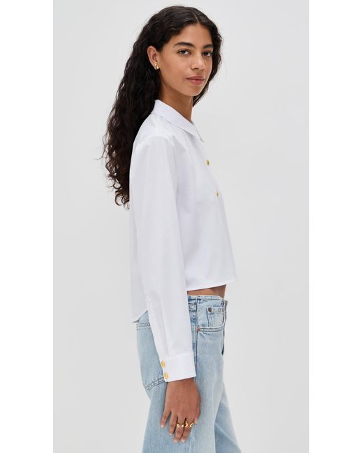 L'Agence White Cosette Crop High Low Shirt