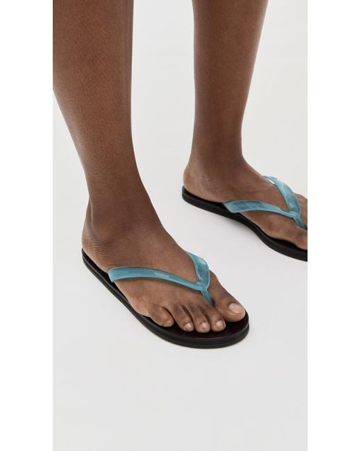 サンダル・ミュール ANCIENT GREEK SANDALS Blue fabric Saionara thong slippers Saionara Jelly – Ancient Greek Sandals