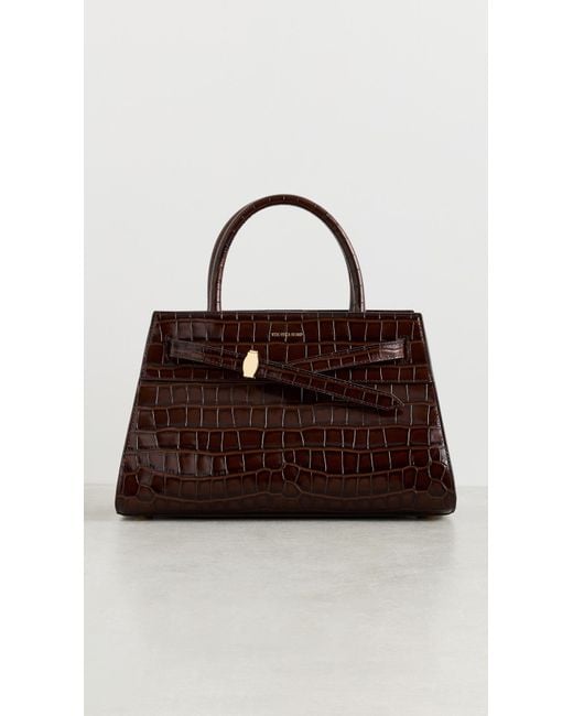 Veronica Beard Brown Croc Embossed Dash Bag