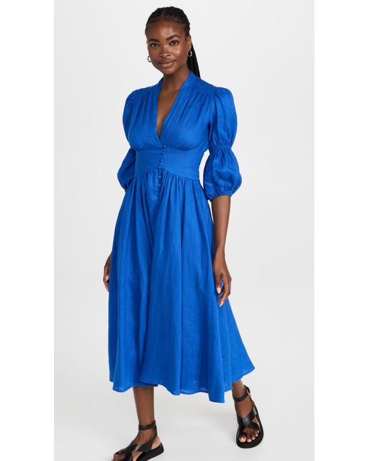 Cult Gaia Linen Willow Dress in Blue | Lyst