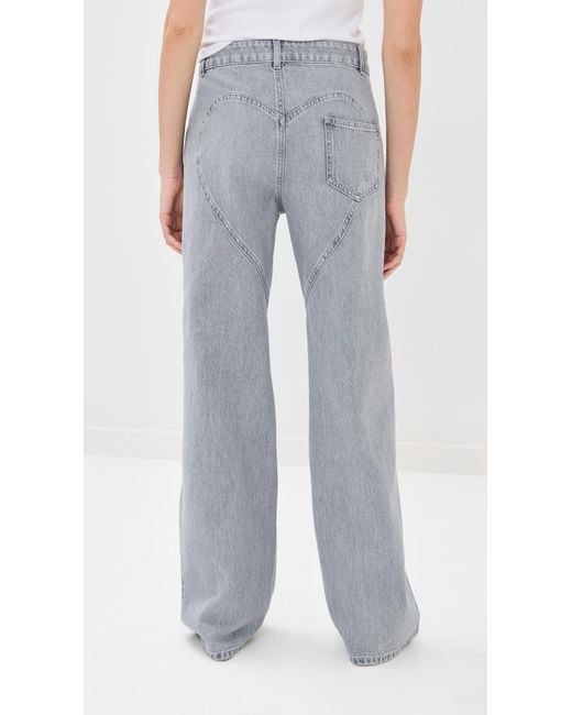 Area Blue Distressed Crystal Relaxed Slit Jeans