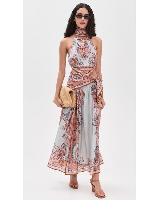 Zimmermann Red Silk Aster Scarf Bodice
