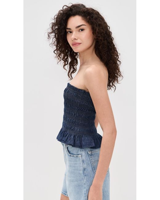 Madewell Blue Denim Smocked Cami