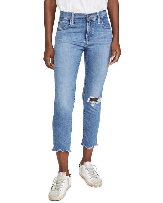 Levi's Denim 724 High Rise Straight Crop Jeans in Blue - Lyst