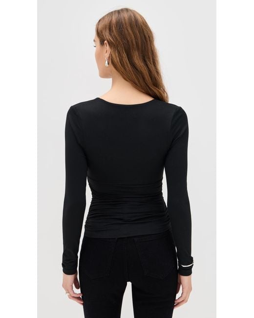 Susana Monaco Black V Neck Long Sleeve Top