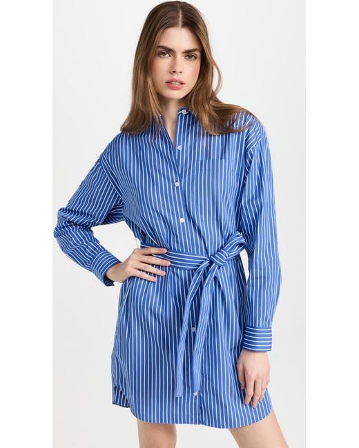 Theory Long Sleeve Oversized Shirt Dress in Blue Lyst