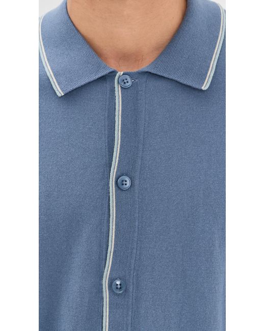 NN07 Blue Nolan Button Down Sweater Polo for men
