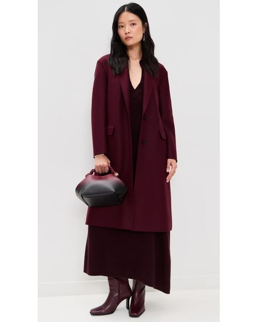 Harris Wharf London Purple Chester Coat Pressed Wool Coat
