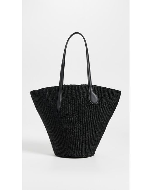 Liffner Black Straw Basket Bag