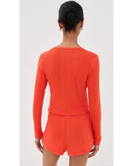 Le Bos Red Audrey Pointelle Cardigan
