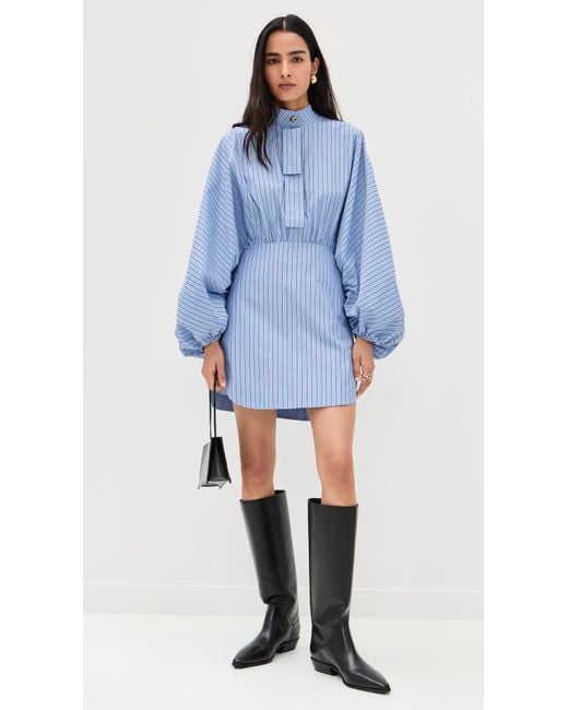 Zimmermann Drawstring Stripe Mini Dress in Blue | Lyst Zimmermann Drawstring Stripe Mini Dress in Blue | Lyst