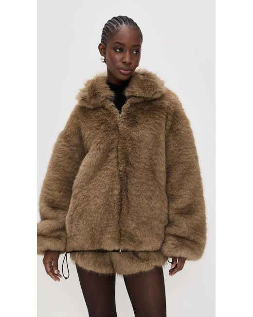 MSGM Brown Faux Fur Jacket