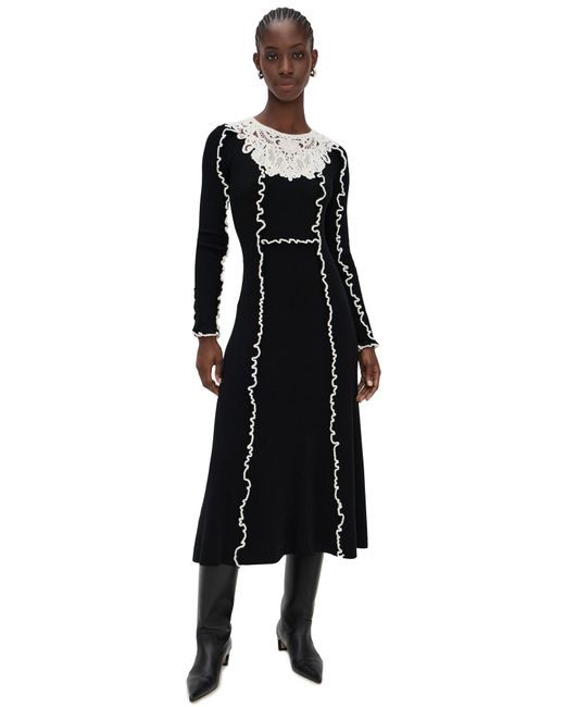 Sea Black Vania Lace Midi Knit Dress