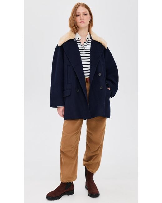 Sea Blue Astra Double Faced Peacoat