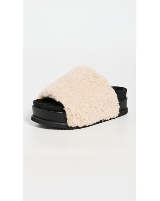 Roam Fuzzy Platform Slides in Nude (Black) Lyst Australia
