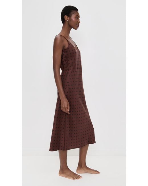 Lunya Brown Washable Silk Bias Slip Dress