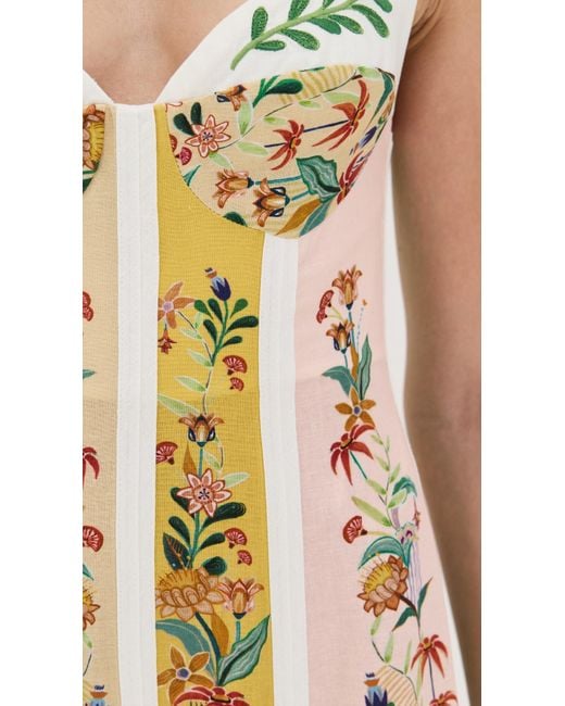chinese dress ladies Delicate Flowers Stripes Long Sleeve Maxi Dress  FARM Rio