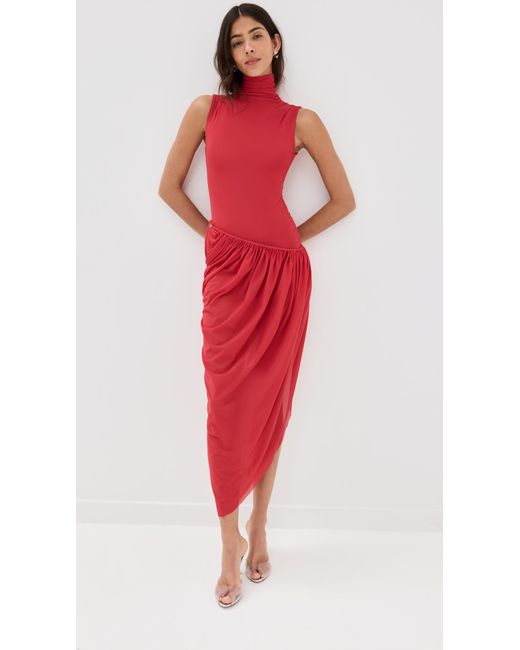 Christopher Esber Red Ruched Coil Tank Dress