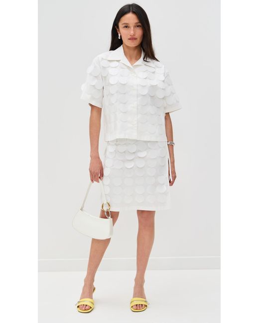 MSGM White Paillettes Collar Blouse