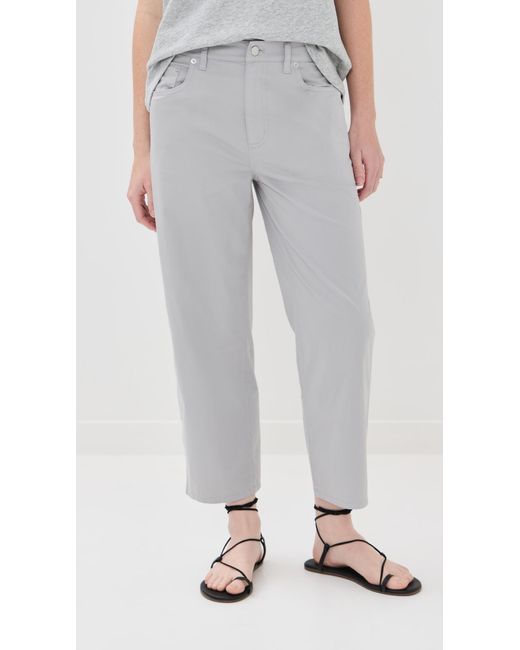 Tibi Gray Garment Dyed Silky Cotton Cropped Slouchy Cargo Jeans