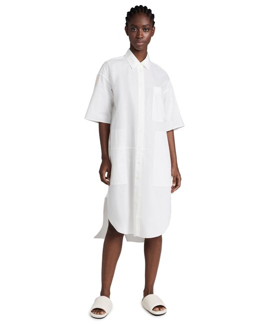 Lee Mathews White Poplin Short Sleeve Shirt Dress
