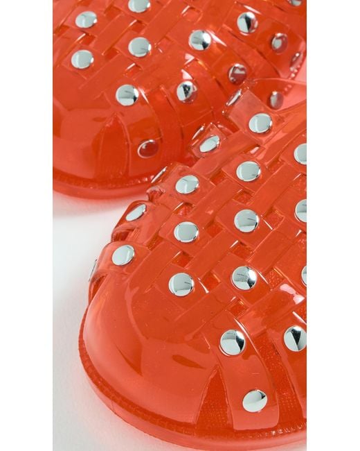 INTENTIONALLY ______ Red Ellery Studded Jelly Sandals