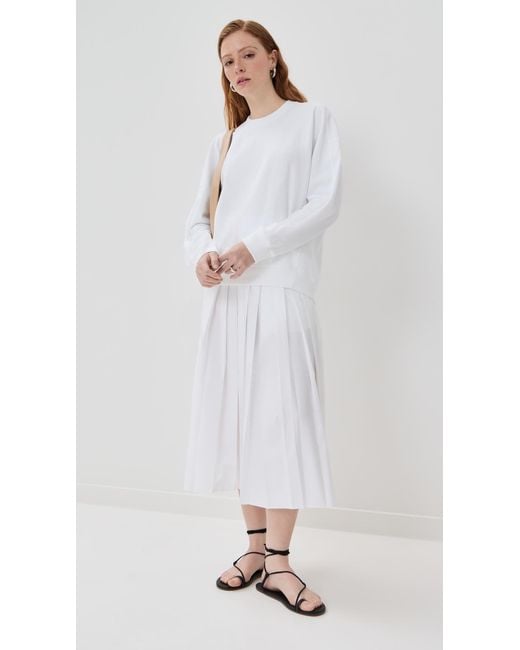 Tibi White Lightweight Crew Neck Sweatshirt