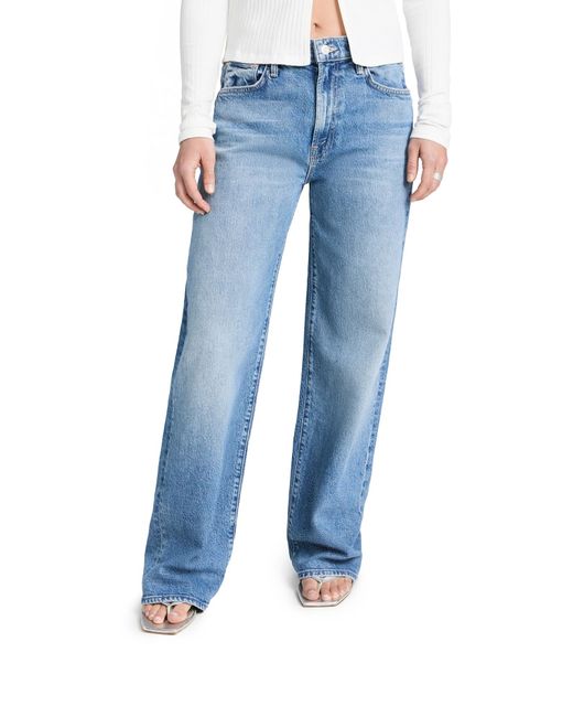 Mother Blue Petite Lil Dodger Sneak Jeans