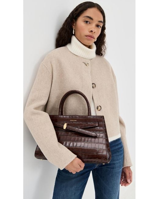 Veronica Beard Brown Croc Embossed Dash Bag